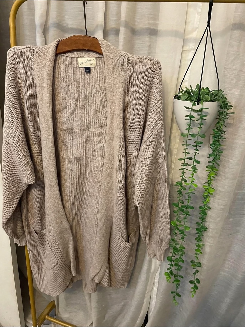 Universal Thread Taupe Open-Front Knit Cardigan
